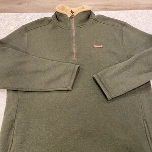 Timberland Olive Zip-Up Sweater Sherpa Lined-XXL